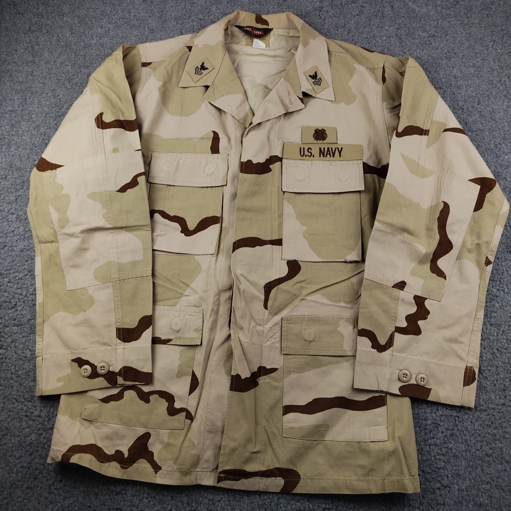 VTG Tru-Spec Field Jacket Mens Medium Long Military Desert Camo US Navy Utility